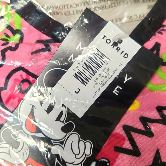 ❤️NWT VINTAGE TORRI DISNEY MICKEY MOUSE PRINT BRALETTE SCOOP SPORT BRA WIRELESS - Picture 6 of 14